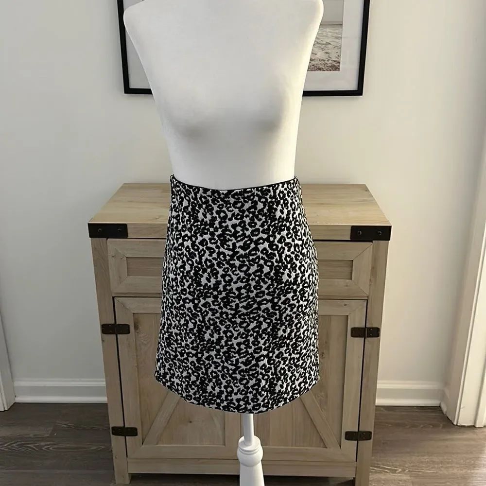 Express High Rise Textured Leopard Skirt